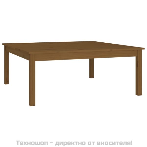 Кафе маса, меденокафява, 100x100x40 см, борово дърво масив