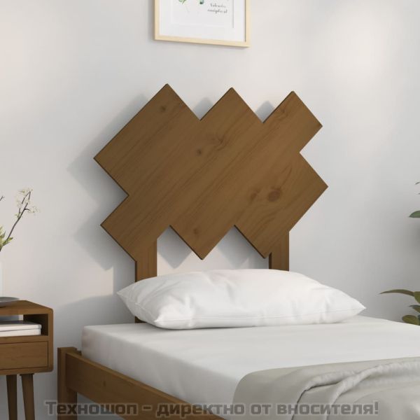 Горна табла за легло, меденокафява, 72,5x3x81 см, бор масив