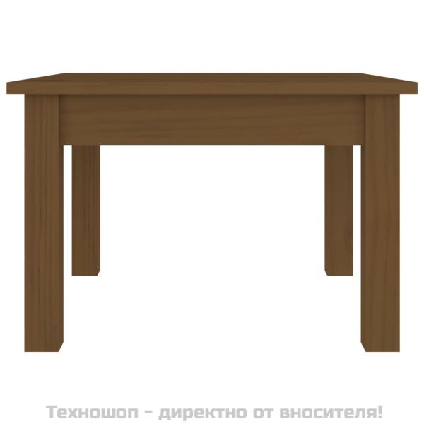 Кафе маса, меденокафява, 45x45x30 см, бор дърво масив