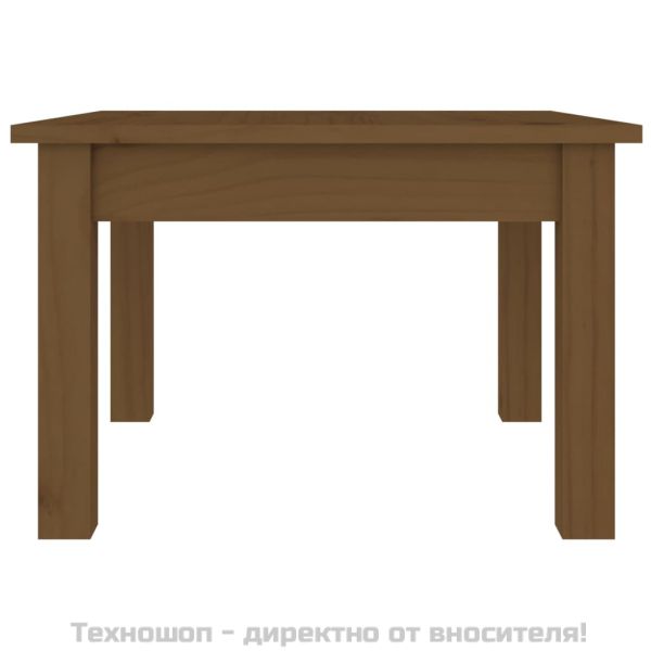 Кафе маса, меденокафява, 45x45x30 см, бор дърво масив