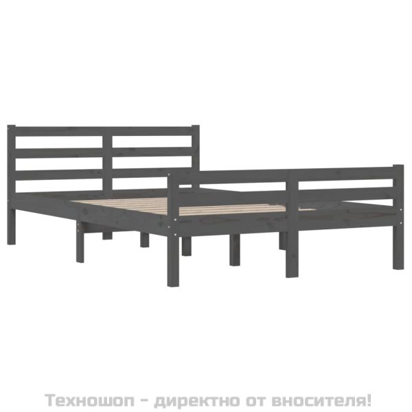 Рамка за легло, сива, дърво масив, 150x200 cм, King Size