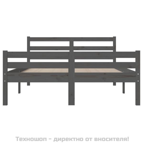 Рамка за легло, сива, дърво масив, 150x200 cм, King Size