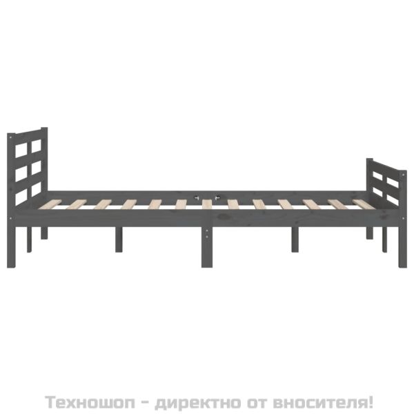 Рамка за легло, сива, дърво масив, 150x200 cм, King Size