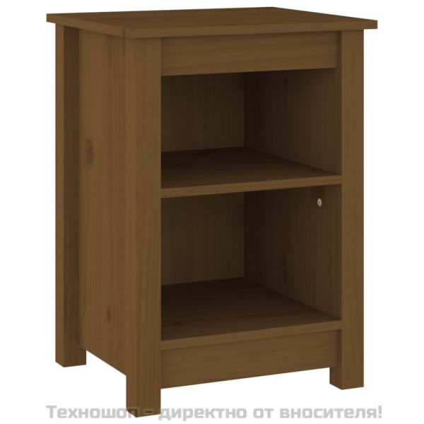 Нощни шкафчета, 2 бр, меденокафяви, 40x35x55 см, бор масив