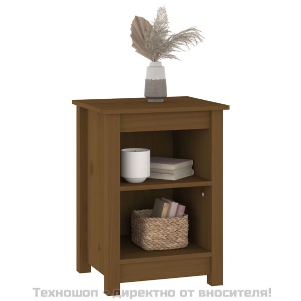 Нощни шкафчета, 2 бр, меденокафяви, 40x35x55 см, бор масив