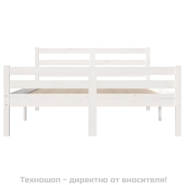 Рамка за легло, бяла, дърво масив, 150x200 cм, King Size