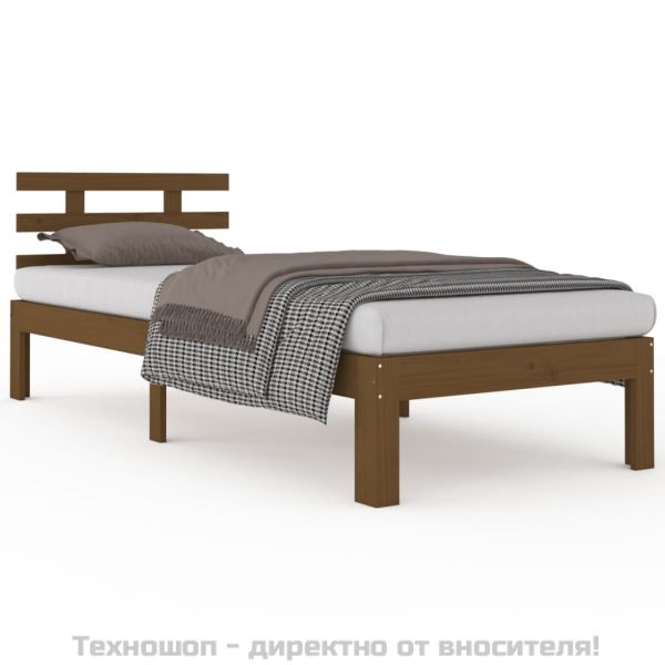 Рамка за легло, меденокафява, дърво масив, 100x200 см