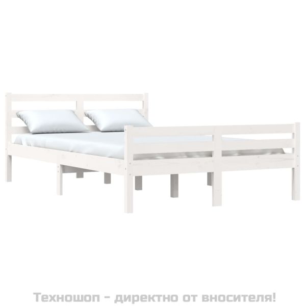 Рамка за легло, бяла, масивно дърво, 140х200 см