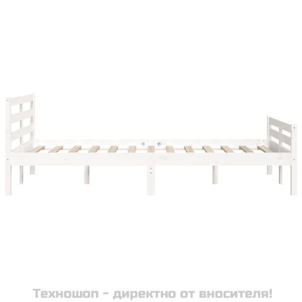 Рамка за легло, бяла, масивно дърво, 140х200 см