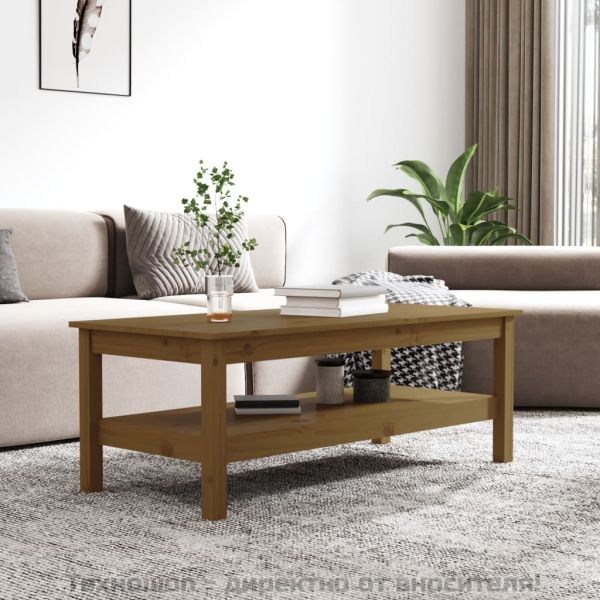 814277 Кафе маса, меденокафява, 110x50x40 см, бор дърво масив