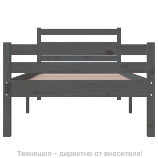 Рамка за легло, сива, масивно дърво, 100х200 см