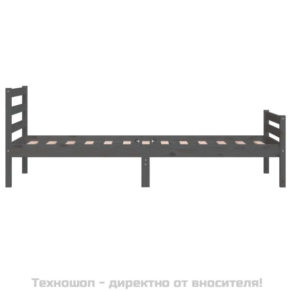 Рамка за легло, сива, масивно дърво, 100х200 см