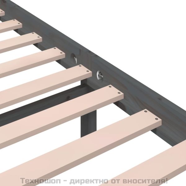 Рамка за легло, сива, масивно дърво, 100х200 см