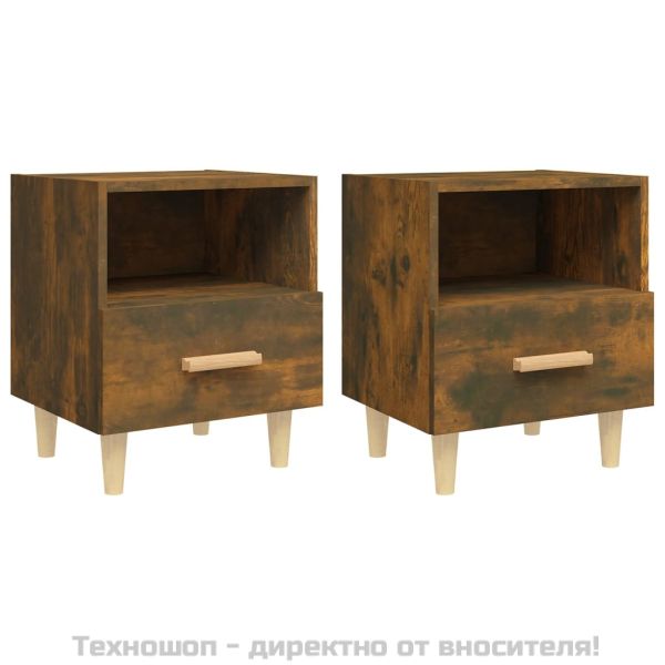 Нощни шкафчета, 2 бр, опушен дъб, 40x35x47 см