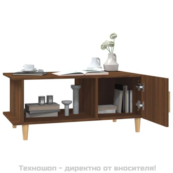 Кафе маса, кафяв дъб, 90x50x40 см, инженерно дърво