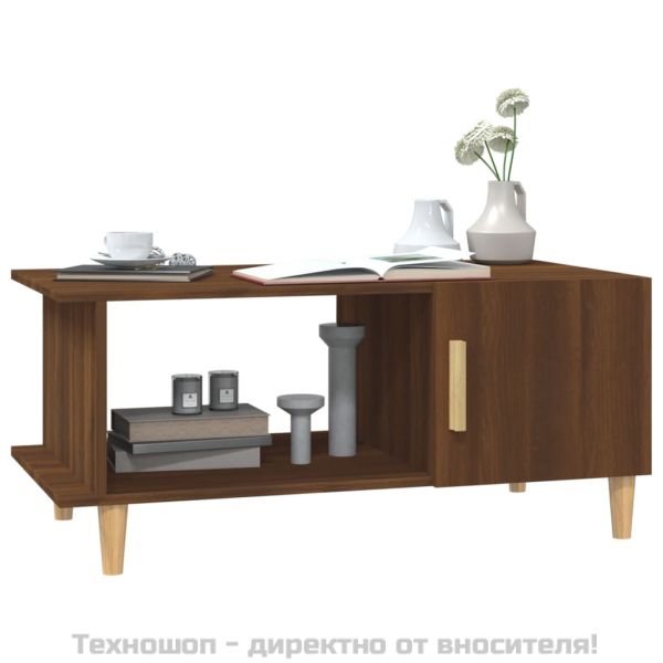 Кафе маса, кафяв дъб, 90x50x40 см, инженерно дърво