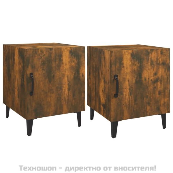 Нощни шкафчета, 2 бр, Опушен дъб, инженерно дърво
