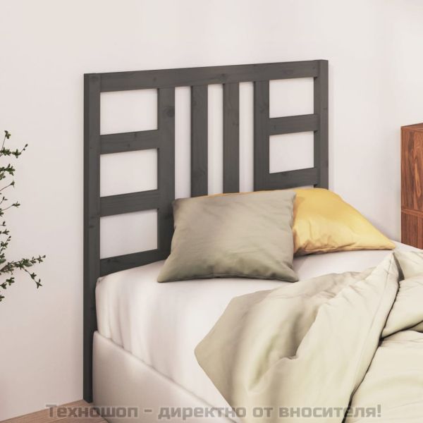 Горна табла за легло, сива, 96x4x100 см, бор масив