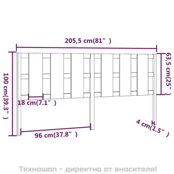 Горна табла за легло, бяла, 205,5x4x100 см, бор масив