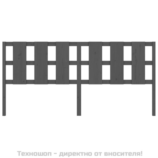 Горна табла за легло, сива, 205,5x4x100 см, бор масив
