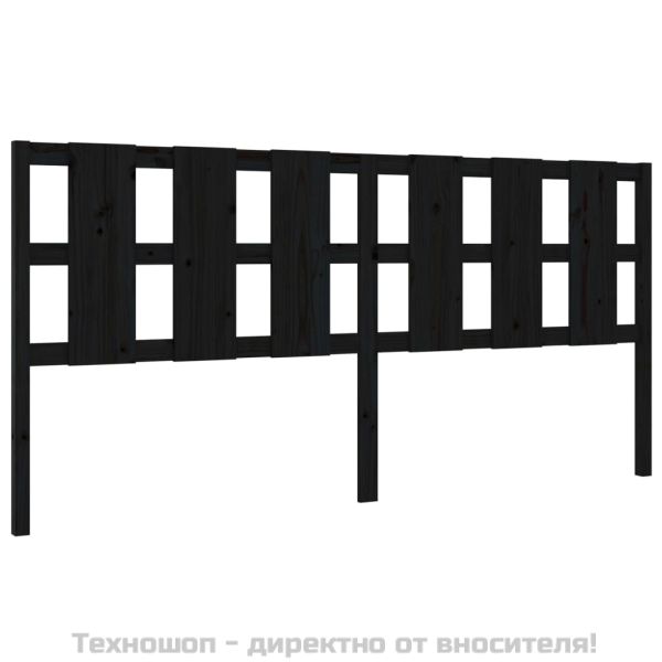 Горна табла за легло, черна, 205,5x4x100 см, бор масив