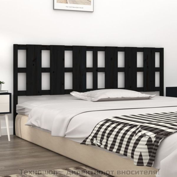 Горна табла за легло, черна, 205,5x4x100 см, бор масив