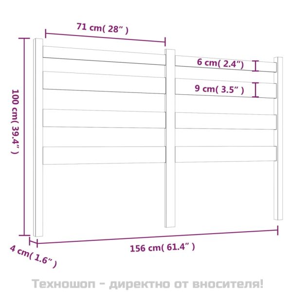 Горна табла за легло, сива, 156x4x100 см, бор масив