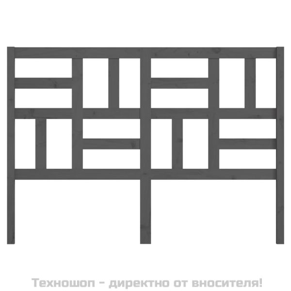 Горна табла за легло, сива, 126x4x104 см, бор масив
