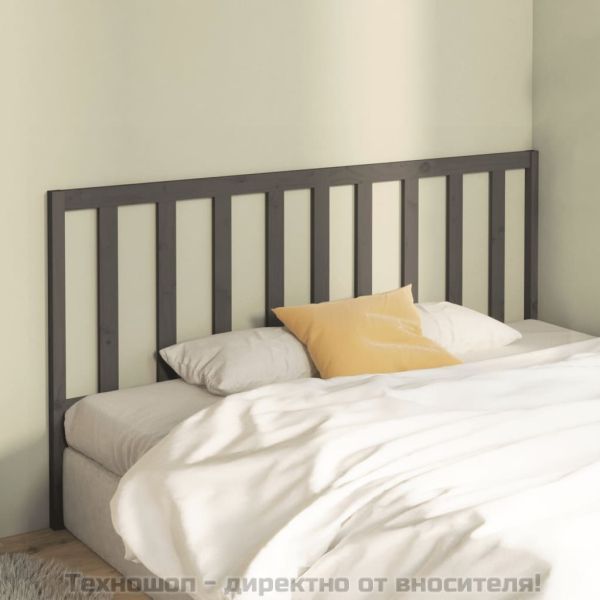 Горна табла за легло, сива, 206x4x100 см, бор масив