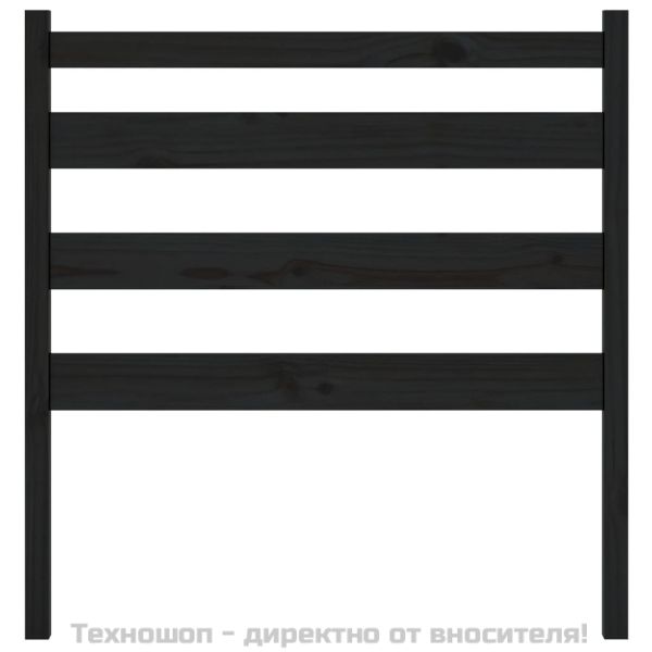 Горна табла за легло, черна, 81x4x100 см, бор масив