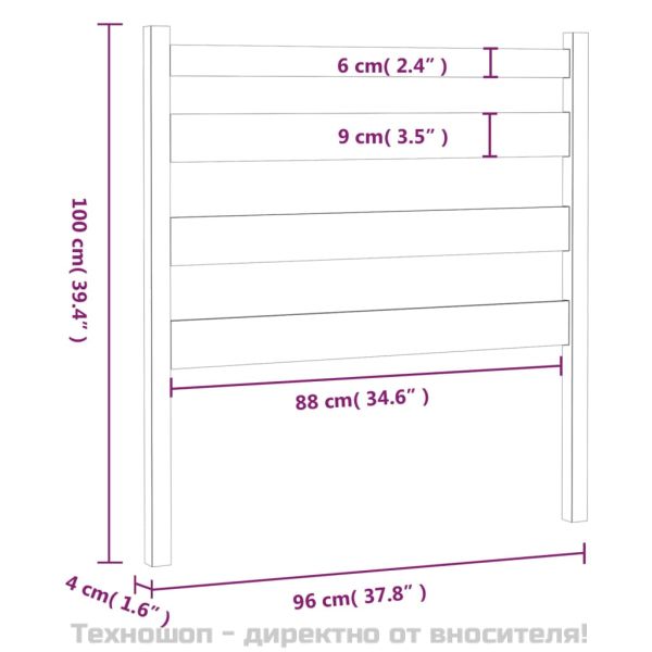 Горна табла за легло, 96x4x100 см, бор масив