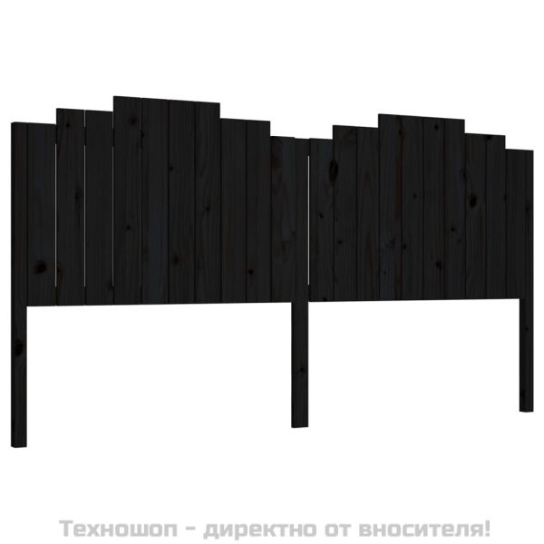 Горна табла за легло, черна, 206x4x110 см, бор масив