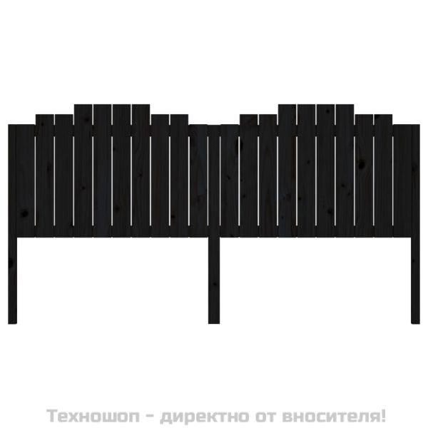 Горна табла за легло, черна, 206x4x110 см, бор масив