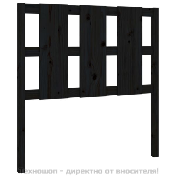 Горна табла за легло, черна, 95,5x4x100 см, бор масив