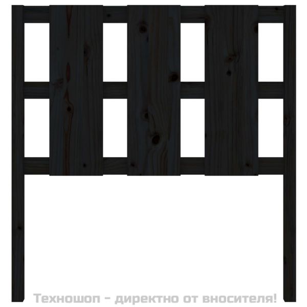 Горна табла за легло, черна, 95,5x4x100 см, бор масив
