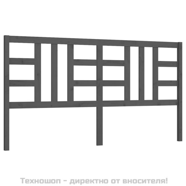 Горна табла за легло, сива, 206x4x100 см, бор масив