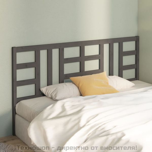 Горна табла за легло, сива, 186x4x100 см, бор масив