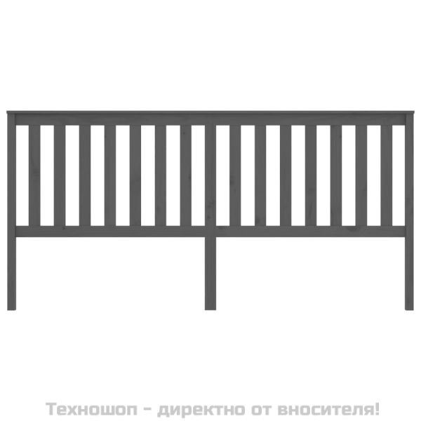 Горна табла за легло, сива, 206x6x101 см, бор масив