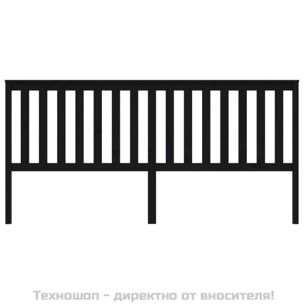 Горна табла за легло, черна, 206x6x101 см, бор масив
