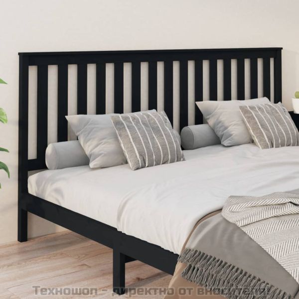 Горна табла за легло, черна, 206x6x101 см, бор масив