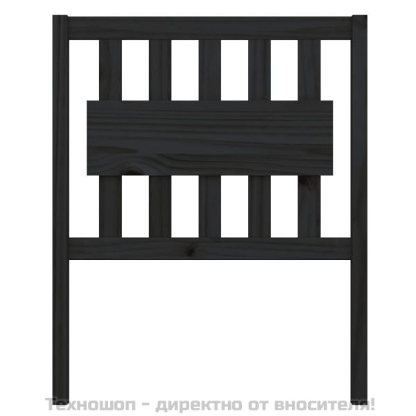 Горна табла за легло, черна, 80,5x4x100 см, бор масив