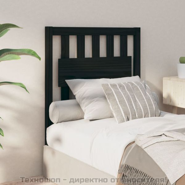 Горна табла за легло, черна, 80,5x4x100 см, бор масив