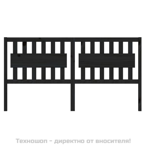 Горна табла за легло, черна, 125,5x4x100 см, бор масив