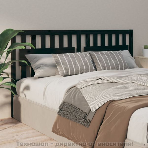 Горна табла за легло, черна, 125,5x4x100 см, бор масив