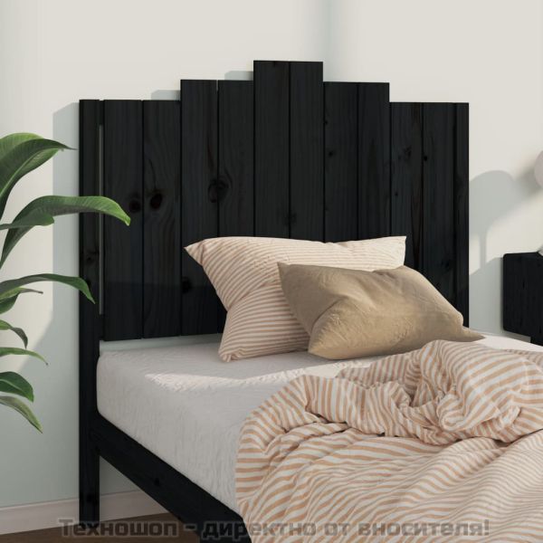 Горна табла за легло, черна, 106x4x110 см, бор масив