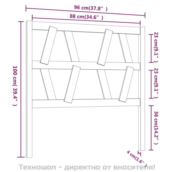 Горна табла за легло, 96x4x100 см, бор масив