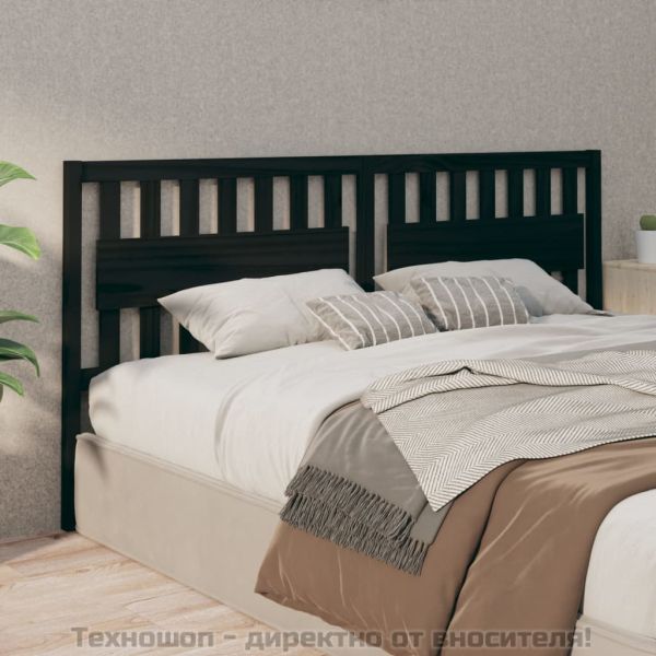 Горна табла за легло, черна, 205,5x4x100 см, бор масив