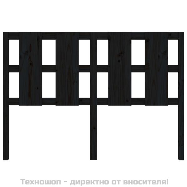 Горна табла за легло, черна, 125,5x4x100 см, бор масив