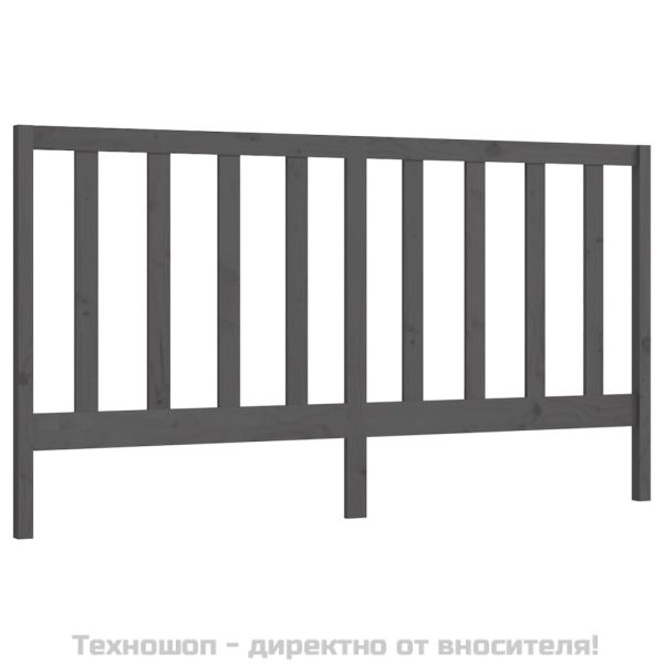 Горна табла за легло, сива, 206x4x100 см, бор масив