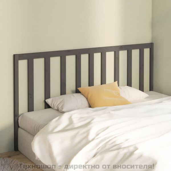 Горна табла за легло, сива, 206x4x100 см, бор масив